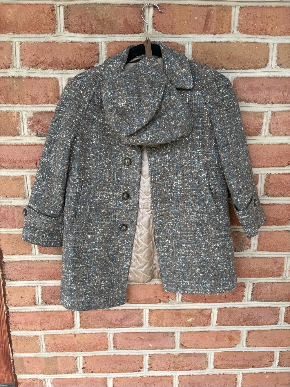 Toddler vintage Tweed Wool-Blend Coat with matching hat